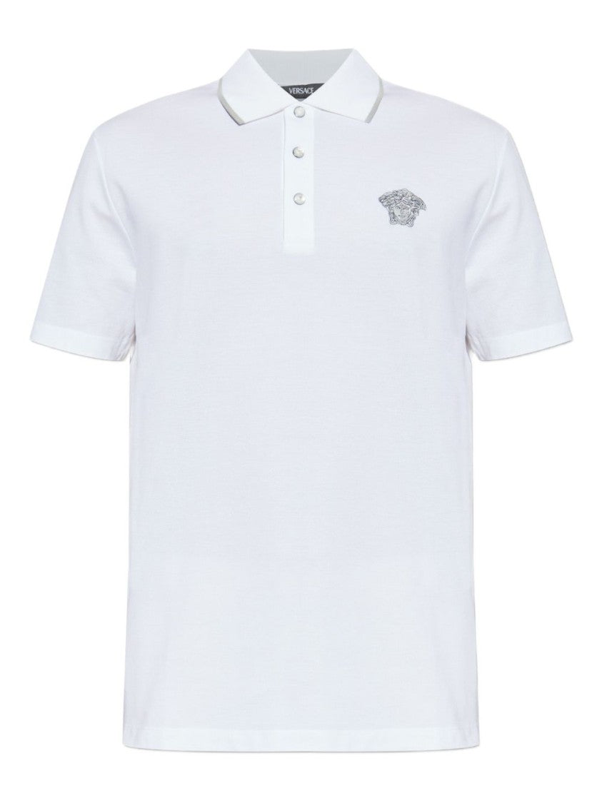 Versace Classic Cotton Polo Shirt With Embroidered Emblem