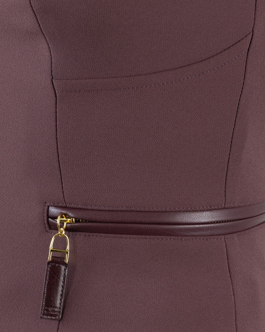 Elisabetta Franchi Double Crepe Top With Burgundy Zip Details