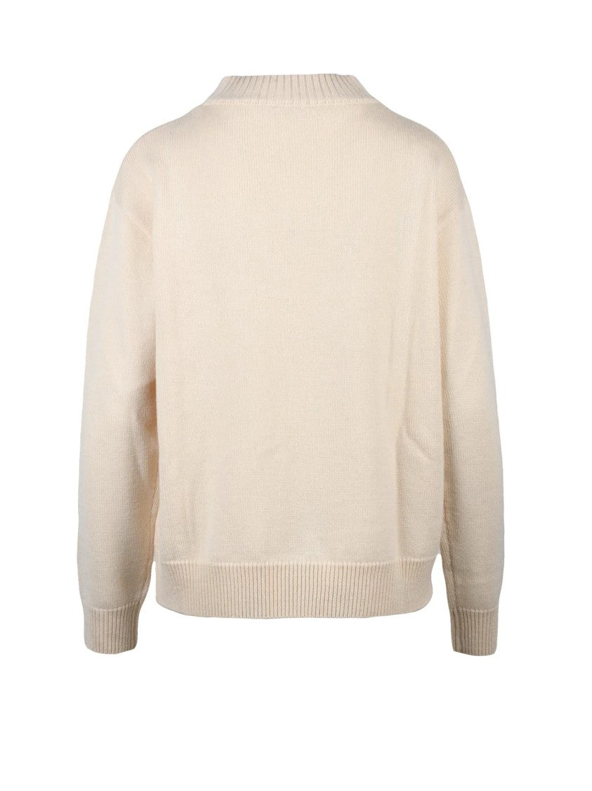 Patrizia Pepe Acrylic And Wool Blend Sweater With Bold Lettering