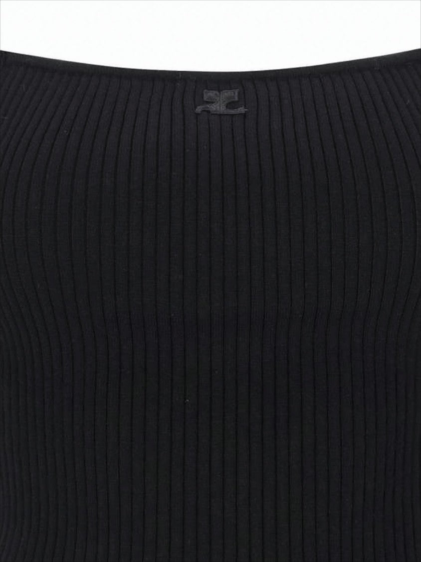 Courrèges Ribbed Sleeveless Top With Adjustable Straps And Fitted Silhouette