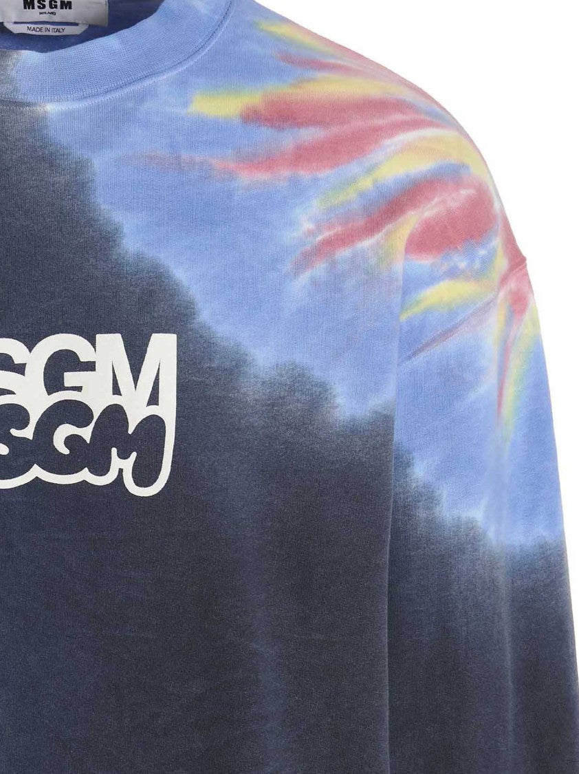 Msgm Logo Print Tie Dye Sweatshirt