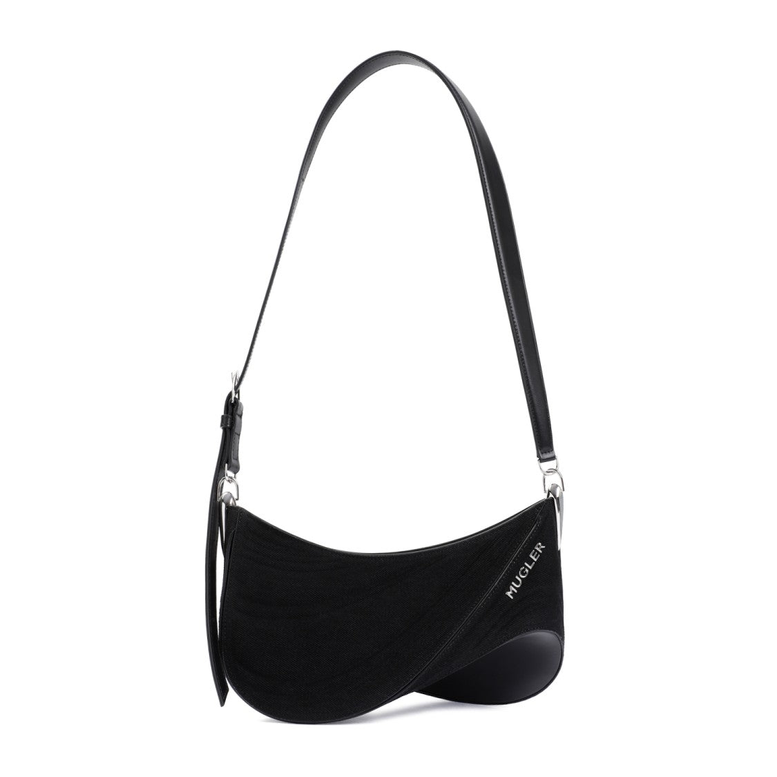 Mugler Black Cotton Curve Bag