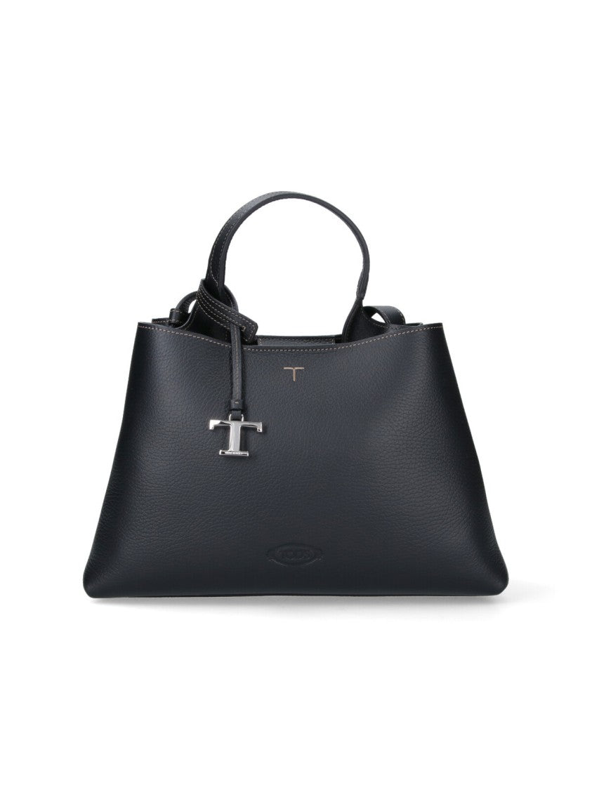 Tod's Black Bag With Structured Silhouette And Smooth Texture