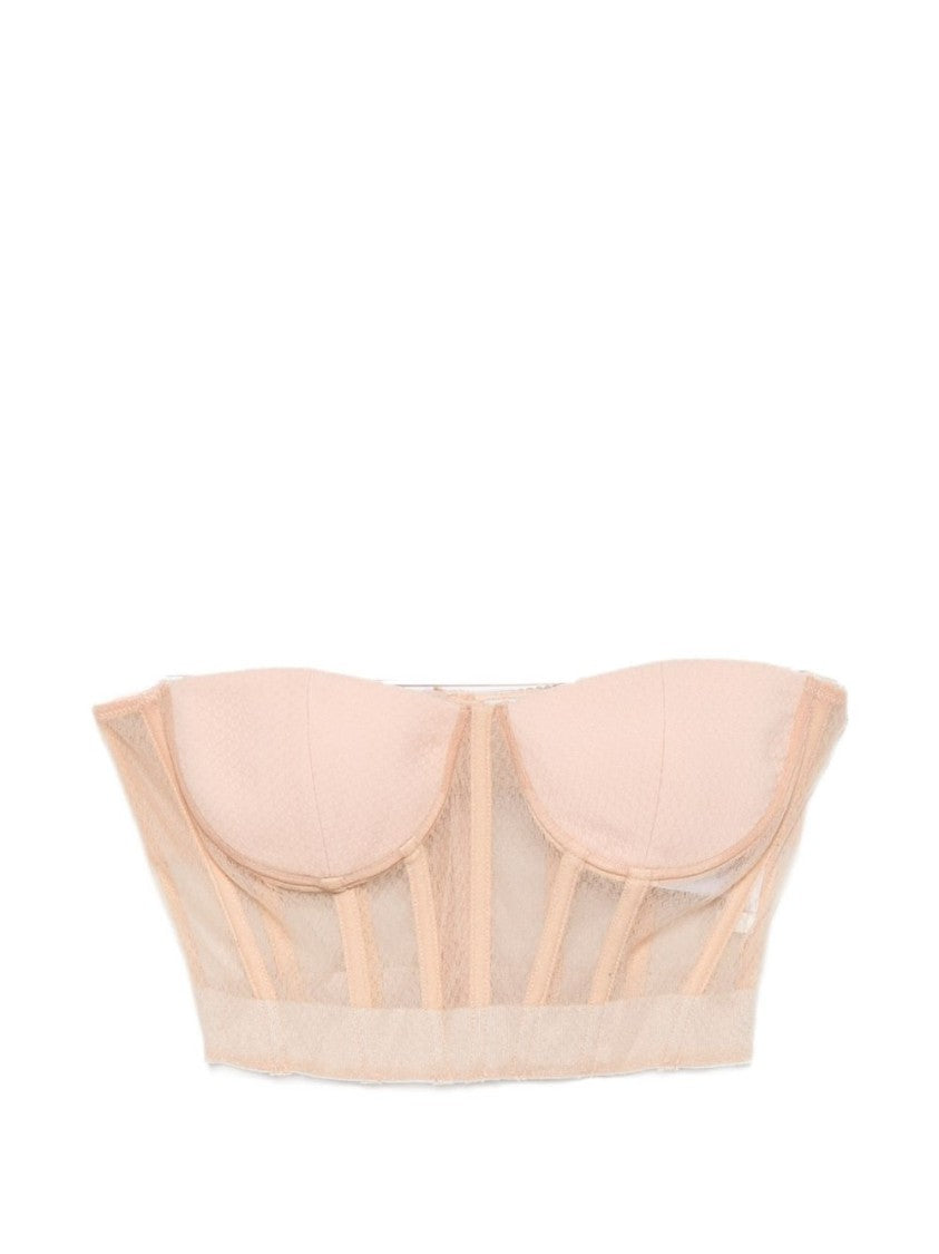 Elisabetta Franchi Structured Bustier Top With Sheer Mesh Panels