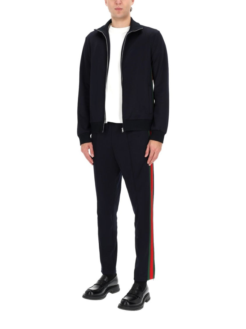 Gucci Striped Accent High-Collar Zip Jacket