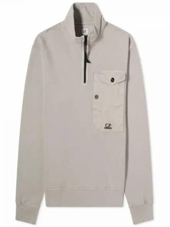 C.P. Company Long Sleeve Pullover With Quarter-Zip And Distinctive Chest Pocket