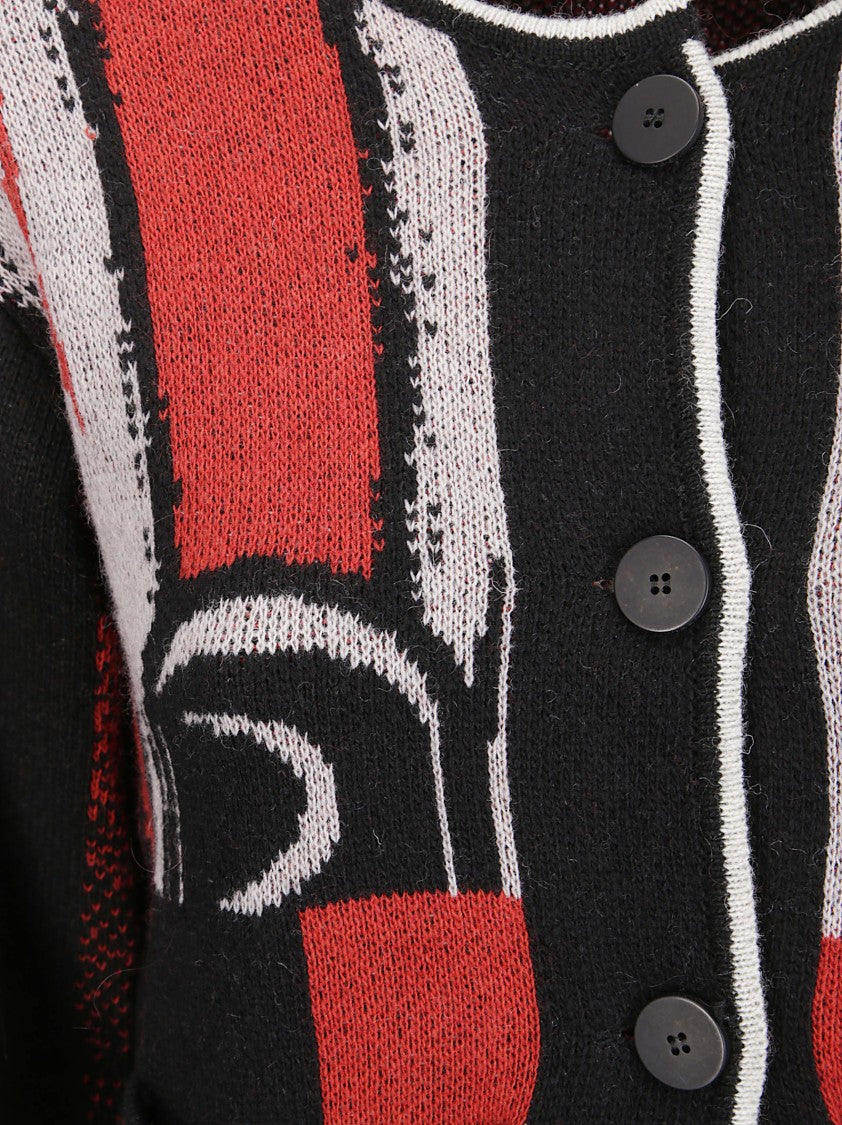 Ottolinger Short-Fit Cardigan With Side Ties And Abstract Texture