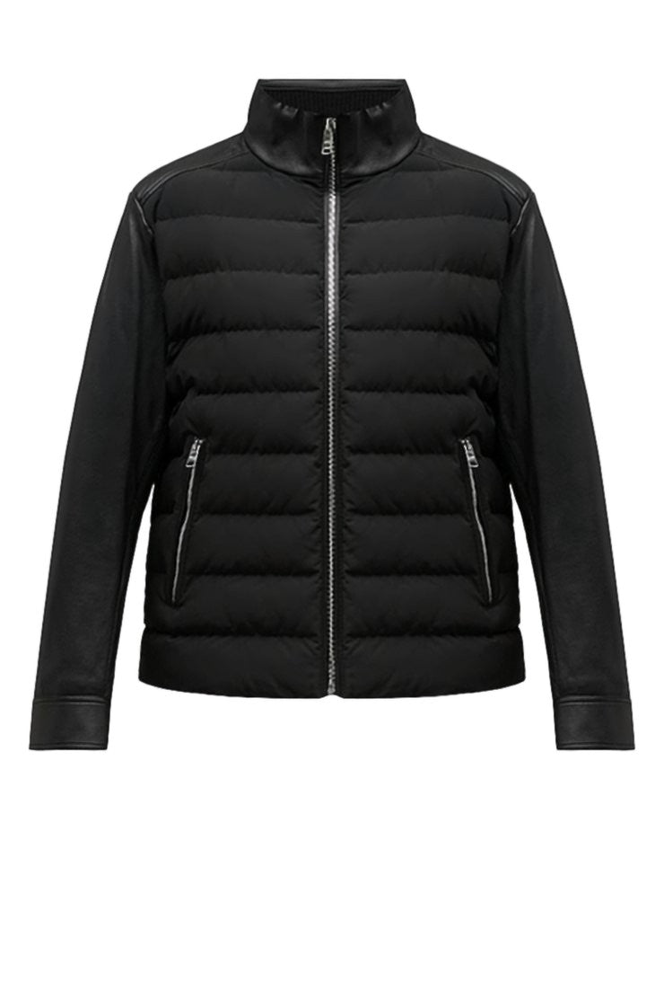 Hugo Boss Quilted Padded Jacket With Leather Sleeves
