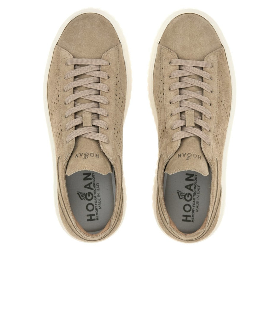 Hogan Low-Top Suede Sneakers With Perforated Detailing