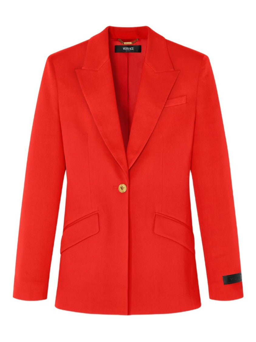 Versace Tailored Red Jacket With Gold-Tone Accents