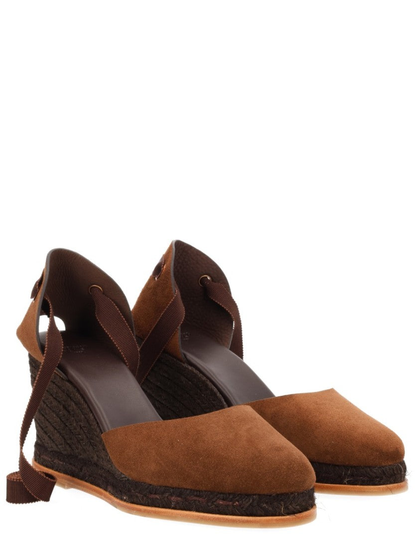 Castaner Warm Brown Camila Braided Wedge Suede Espadrilles