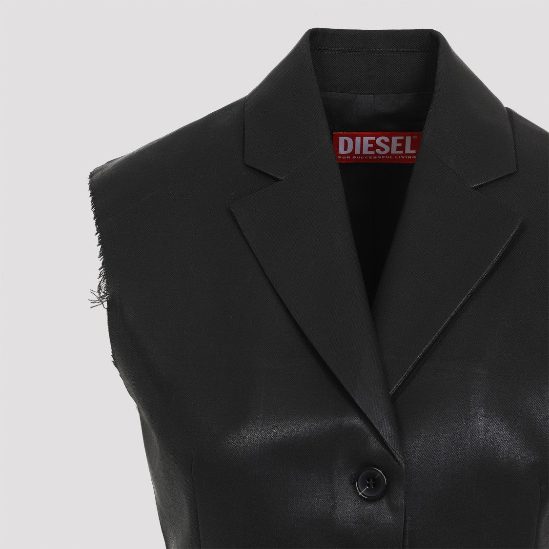 Diesel Black Polyester/Virgin Wool Blend Waistcoat