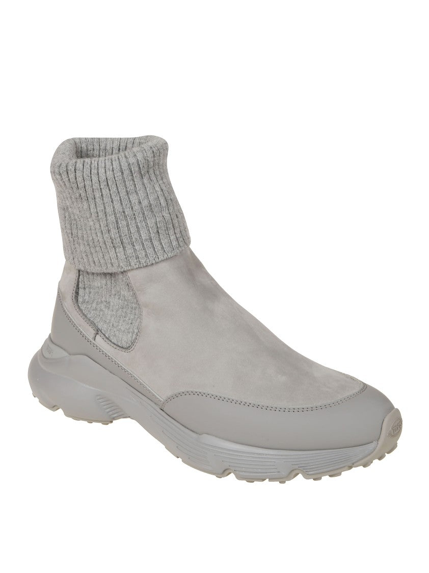 Tod's Ankle-Height Grey Boots With Rounded Toe