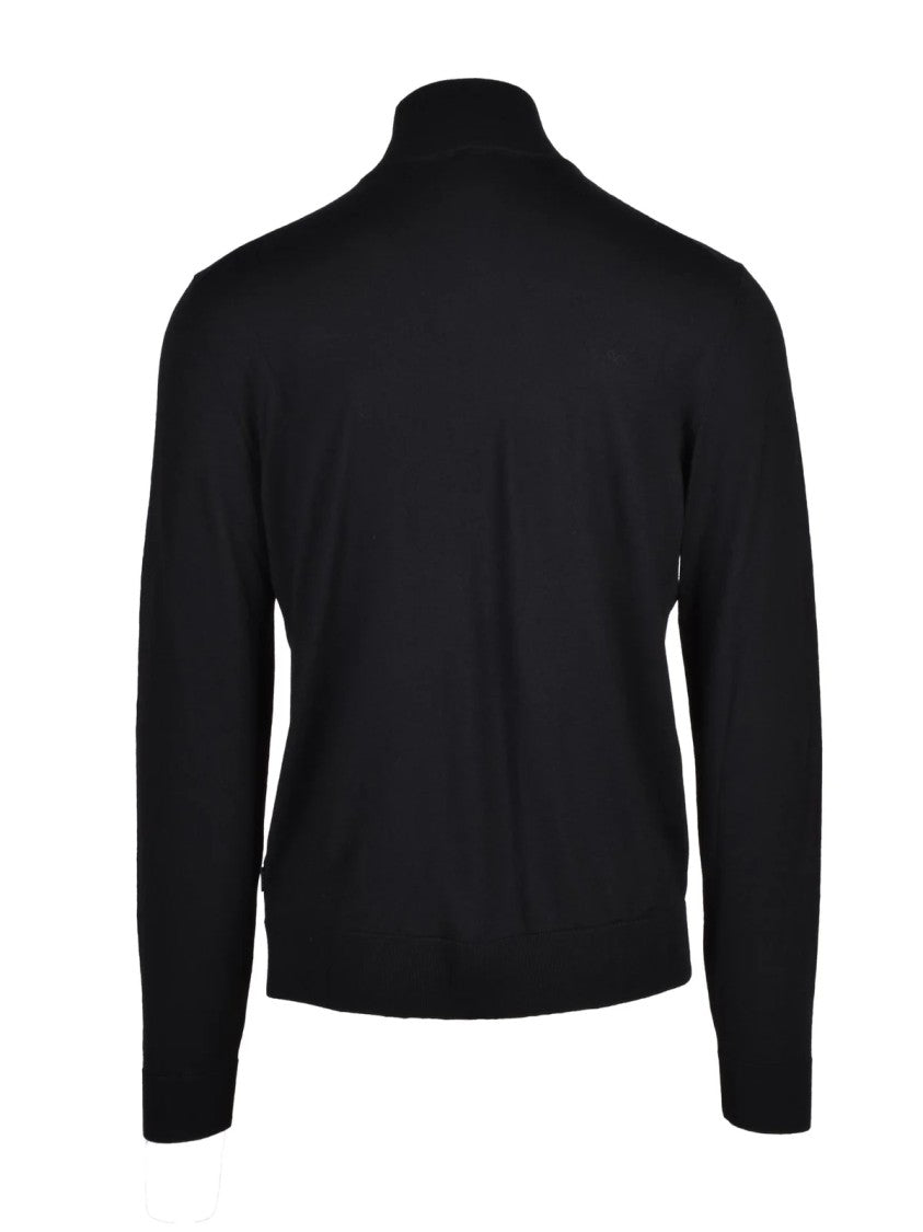 Boss Black Virgin Wool-Silk Mock Neck Sweater