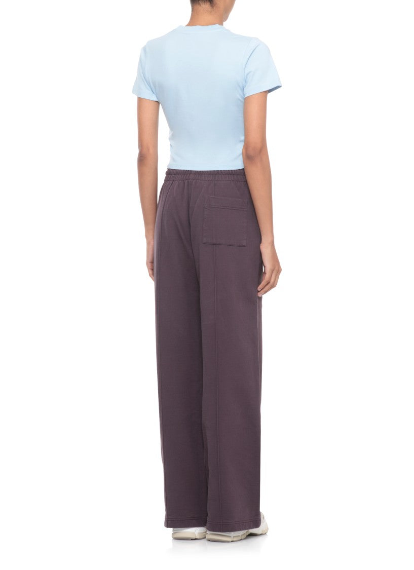 Casablanca Light Blue Cropped Cotton T-Shirt With Floral Graphic Print