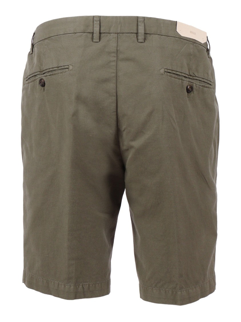 Briglia Olive Cotton Linen Relaxed Shorts