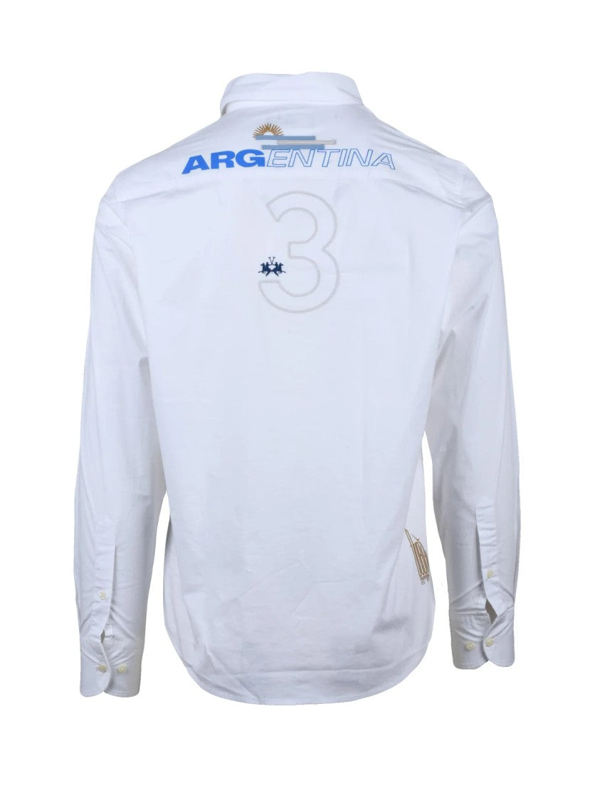 La Martina White Cotton Elastane Stretch Shirt