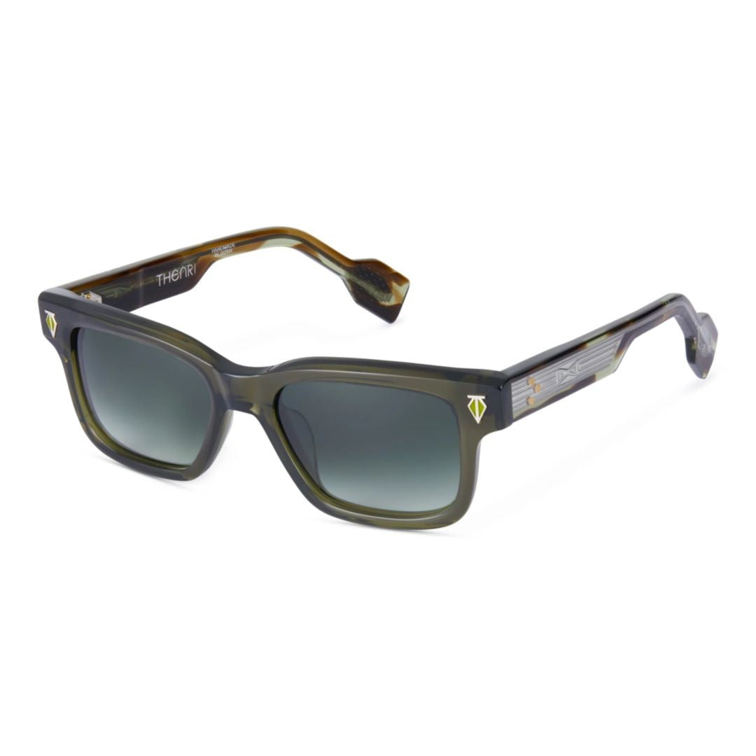 T Henri Daytona Translucent Olive Green Acetate Sunglasses With Gradient Lenses