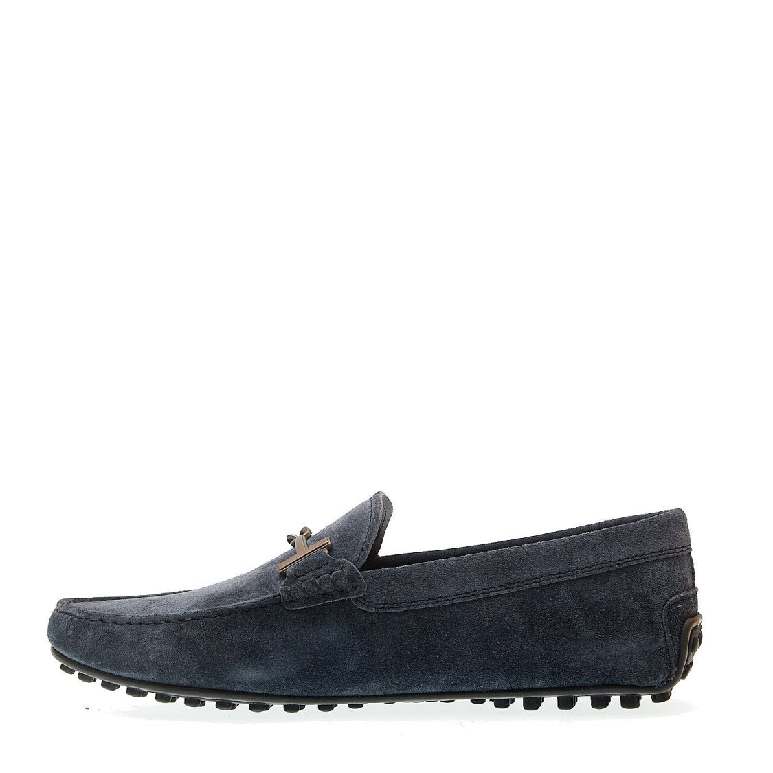Tod's City Gommino In Blue Suede Buckle