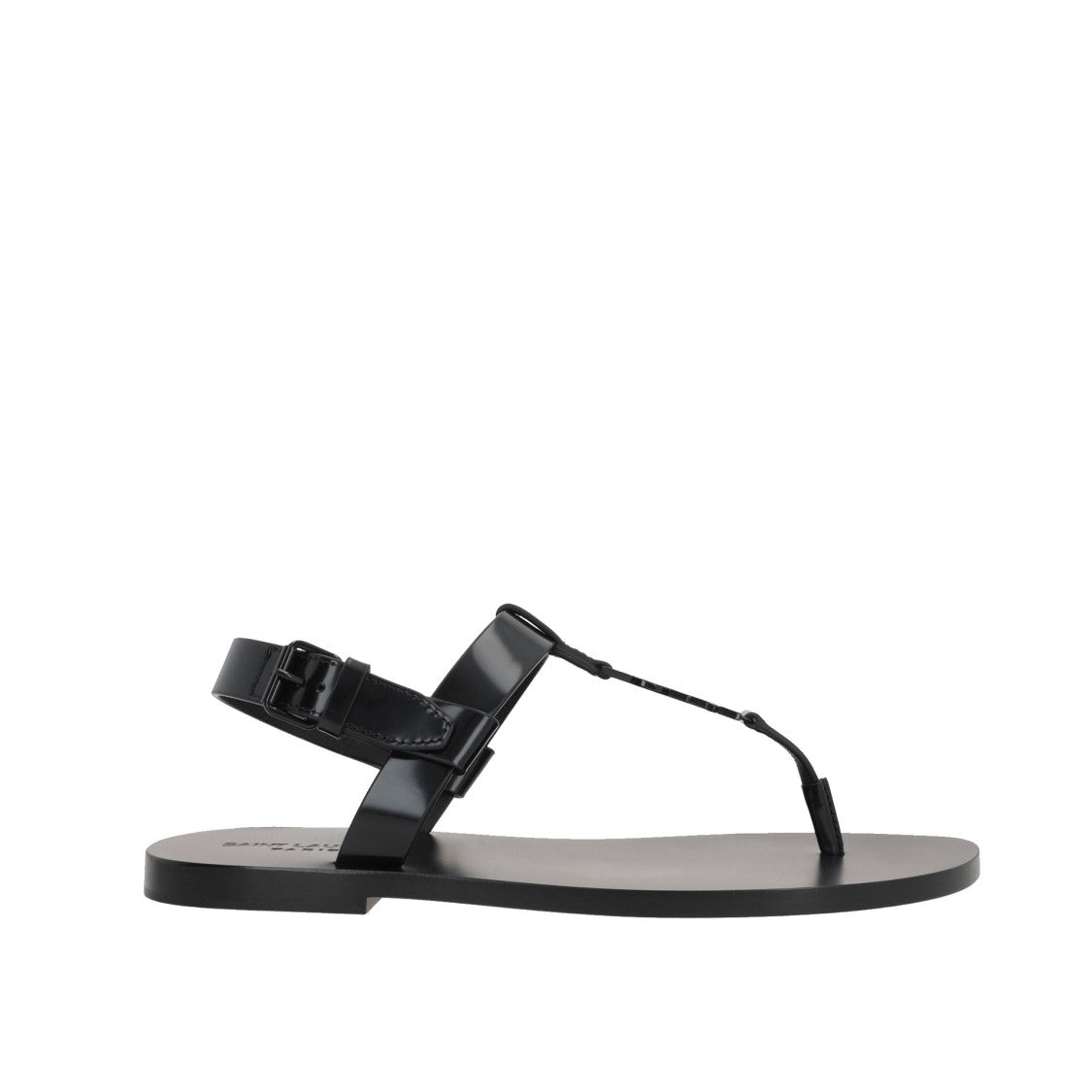 Saint Laurent Cassandre 05 Flat Sandals With Patent Finish