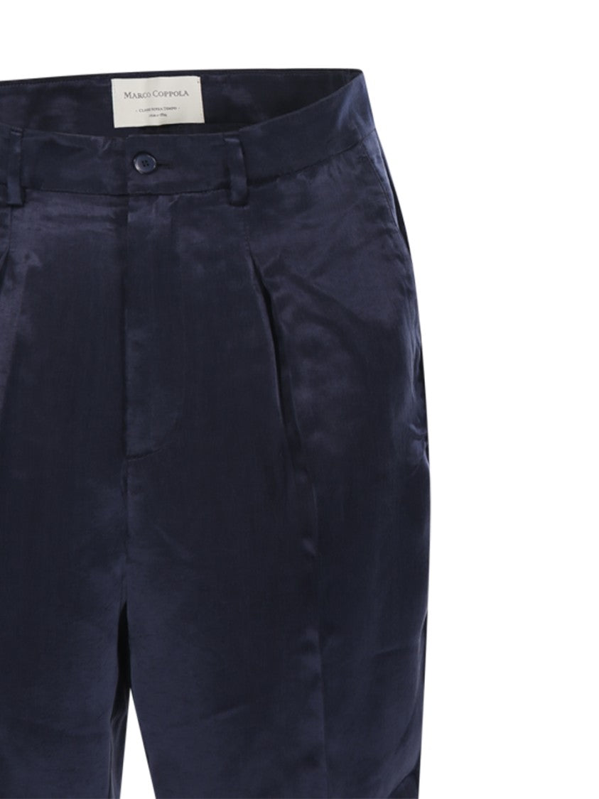 Marco Coppola Tailored Black Cupro Resort Pants With Front Pleats