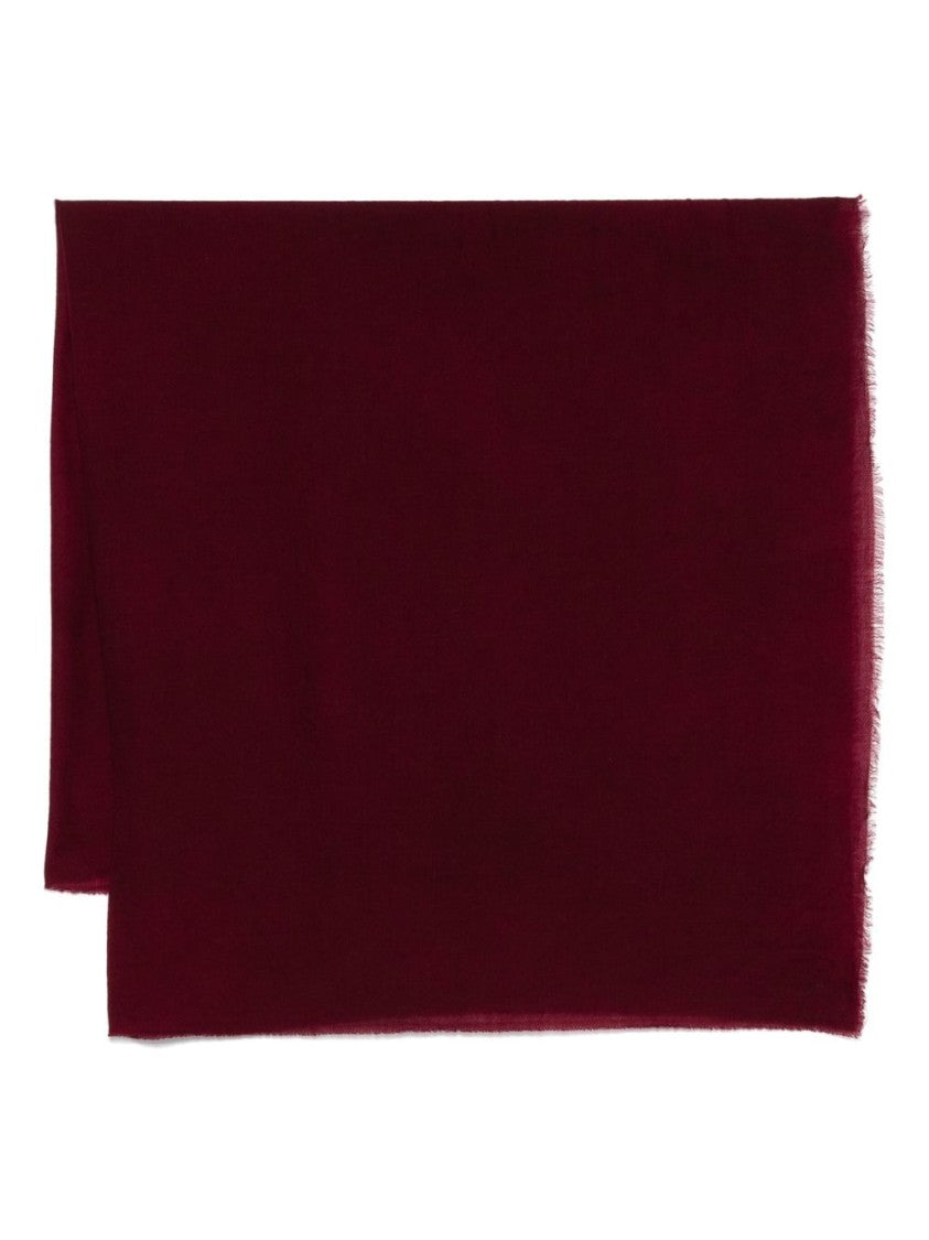 Faliero Sarti Burgundy Cashmere-Wool Blend Scarves With Fringed Edges