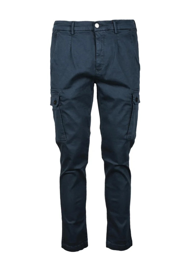 Replay Blue Cotton-Blend Stretch Cargo Pants