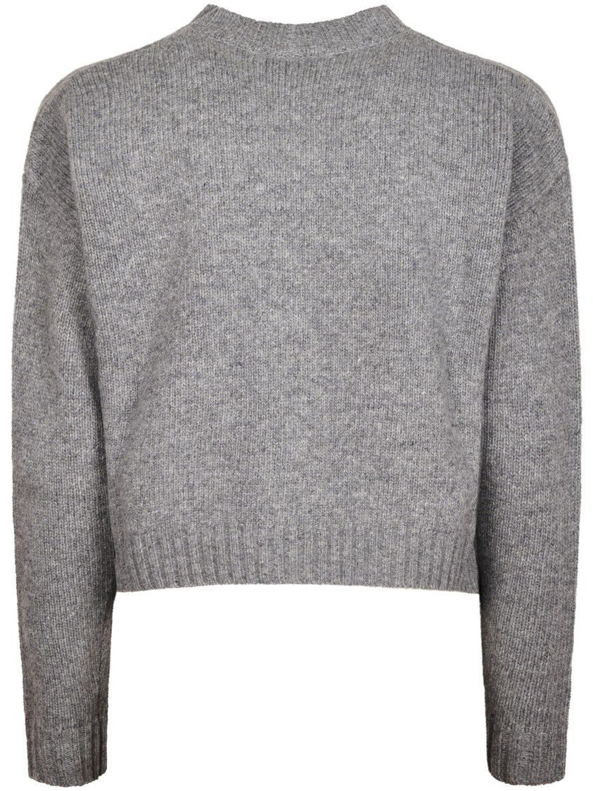 Max Mara Cropped V-Neck Button Knit Sweater