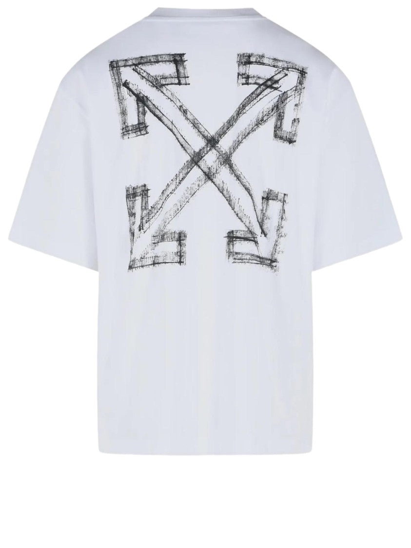 Off-White Motion Arrow Cotton T-Shirt With Distinctive Logo Print