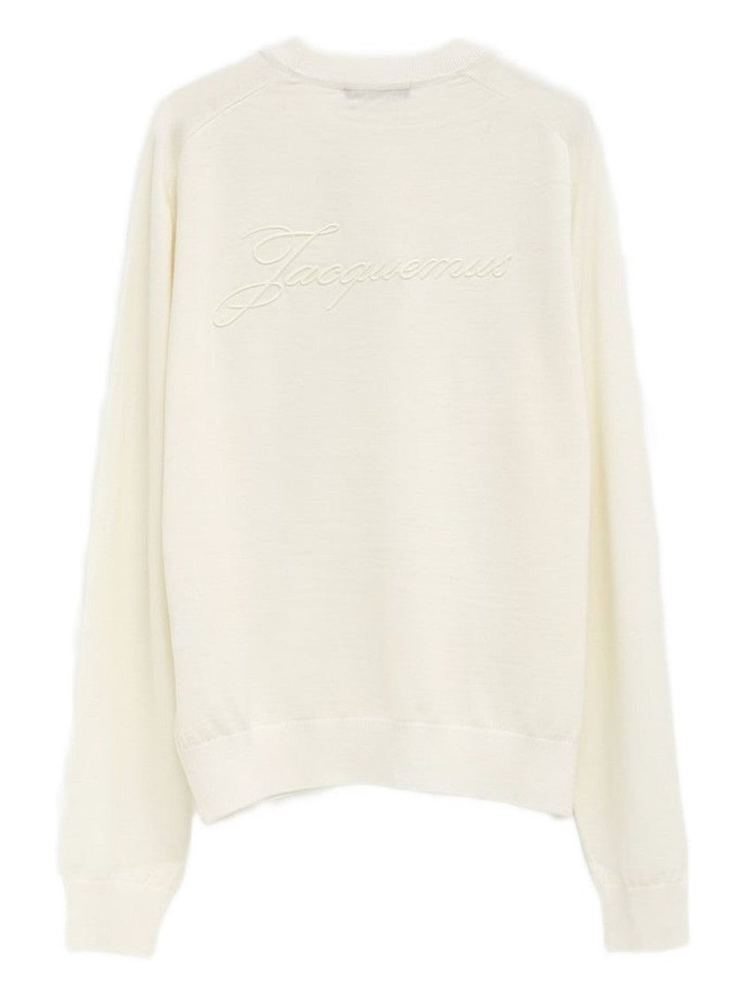 Jacquemus Off-White Back Logo Crew Neck Sweater