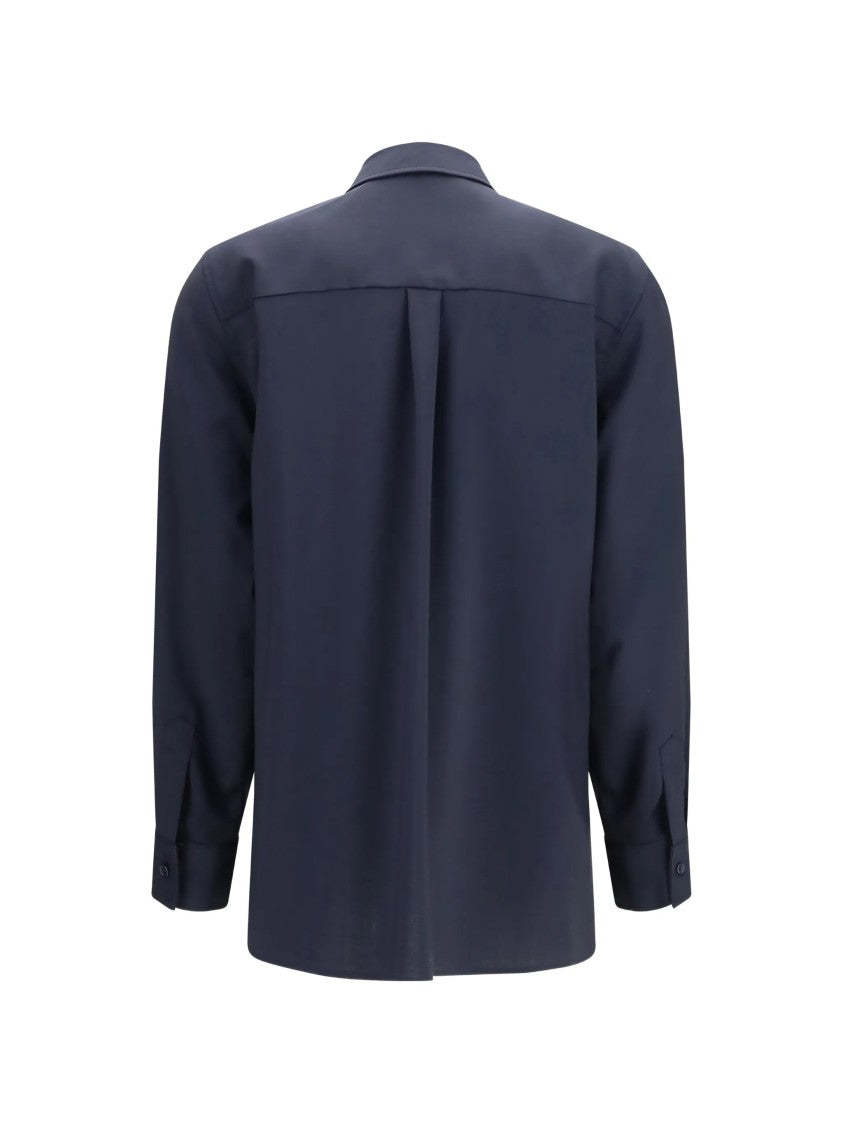 Cruna Blue Structured Flap Pocket Cotton Overshirt
