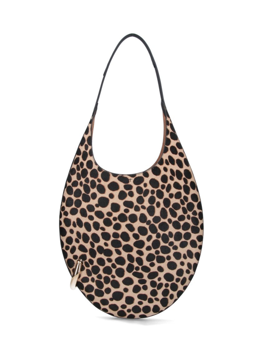 Tory Burch Crescent-Shaped Handbag With Bold Spotted Pattern