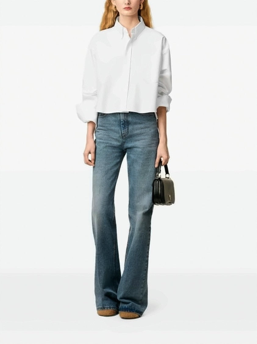 Ami Paris Cropped Oversized Shirt With Heart Logo