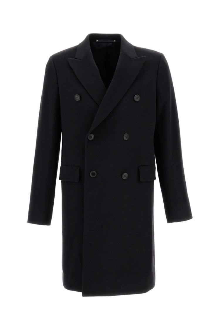 Paul Smith Blue Double-Breasted Wool-Blend Long Coat