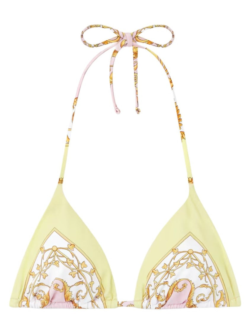 Versace Yellow Triangle Baroque Bikini Top