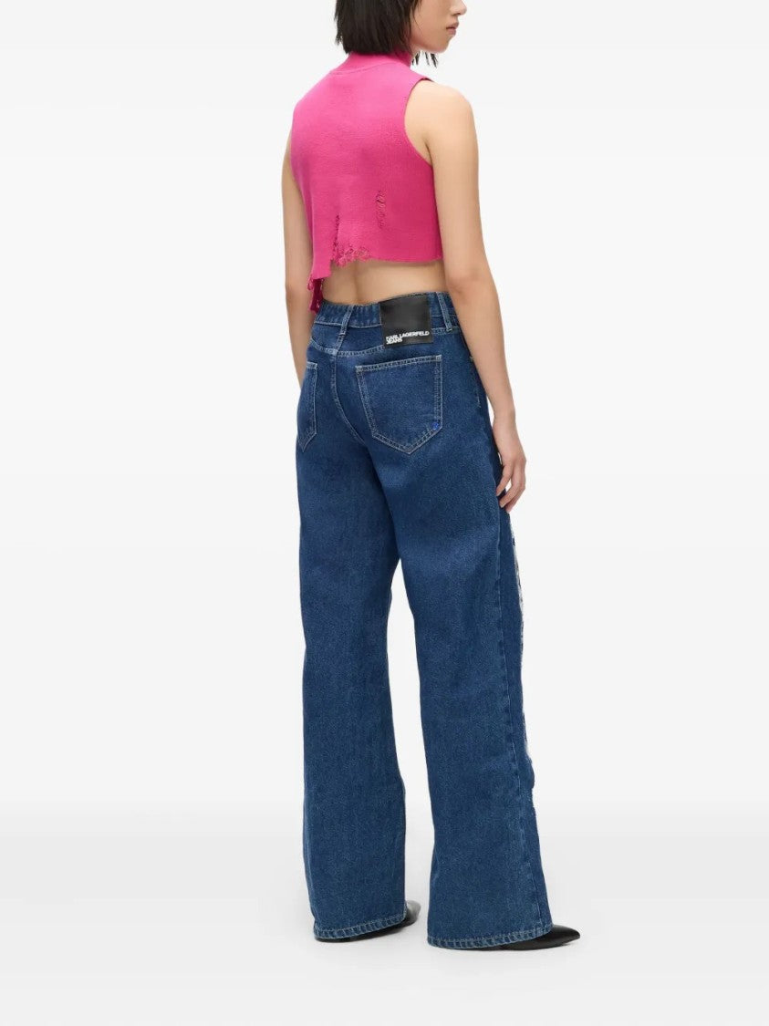 Karl Lagerfeld High-Waisted Wide-Leg Jeans