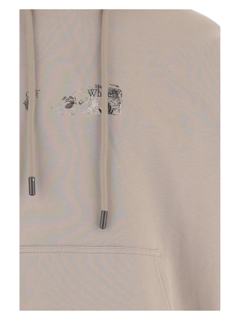 Off-White Beige Spices Arrow Pattern Hooded Cotton Sweatshirt