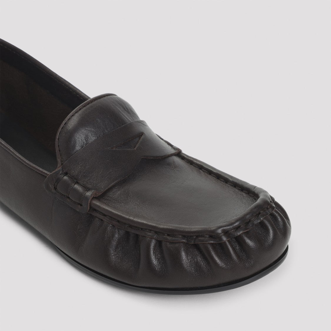 Acne Studios Dark Brown Nappa Leather Loafers With Penny Strap Detail