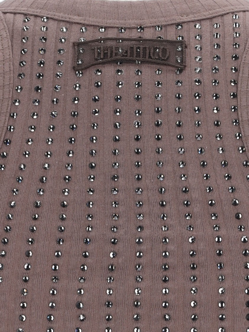 The Attico Crystal Mini Dress – Brown