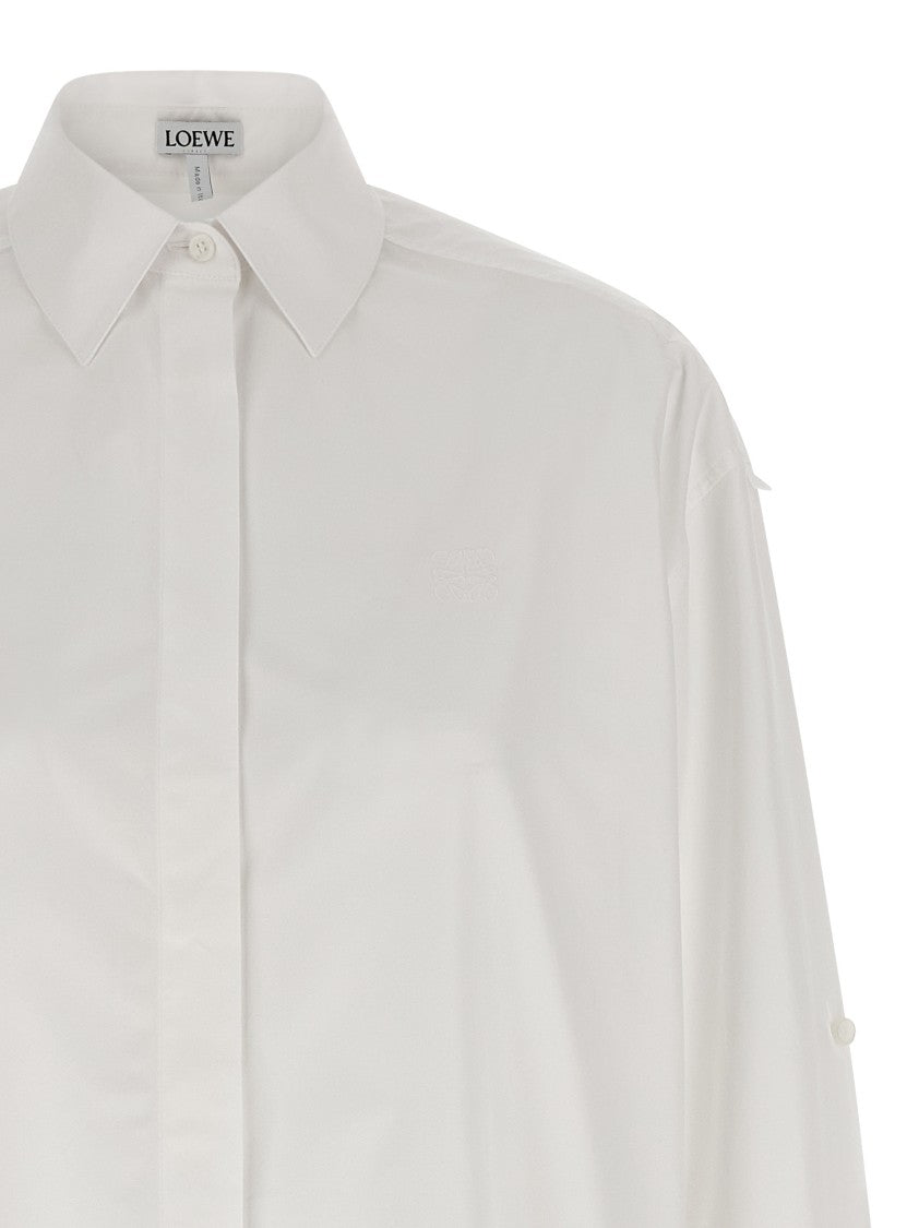 Loewe Midi Chemisier Dress With Tone-On-Tone Anagram Embroidery