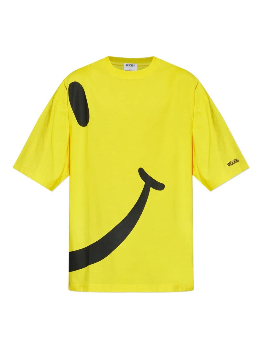 Moschino Relaxed Fit Yellow T-Shirt With Bold Smiley Graphic