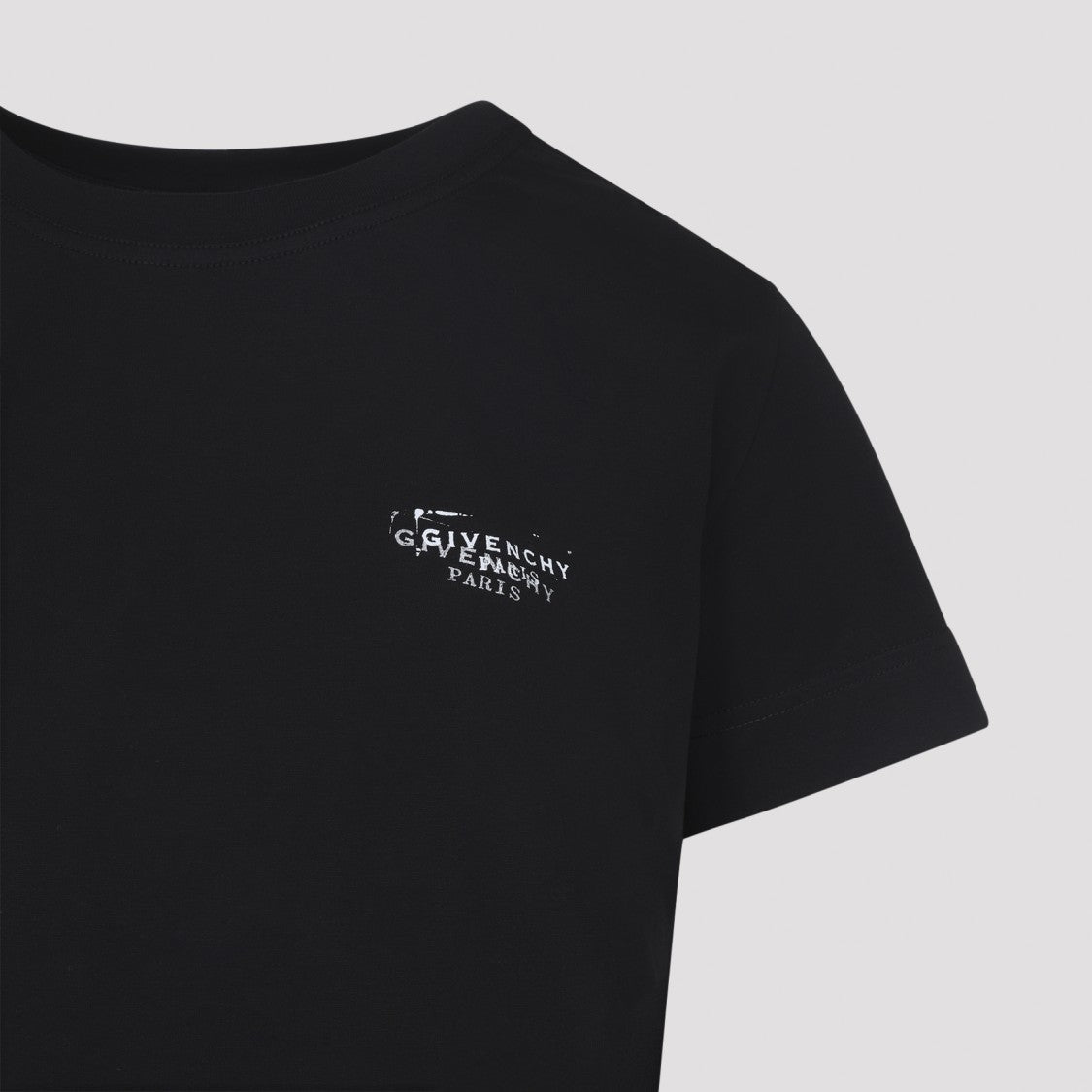Givenchy Black Cotton T-Shirt With Ink-Effect Logo