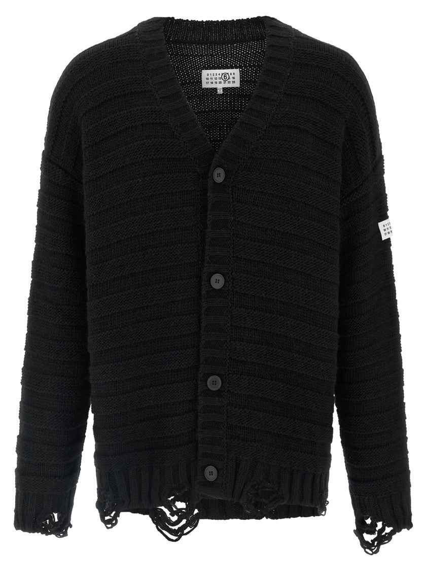 Mm6 By Maison Margiela Distressed Wool Cardigan