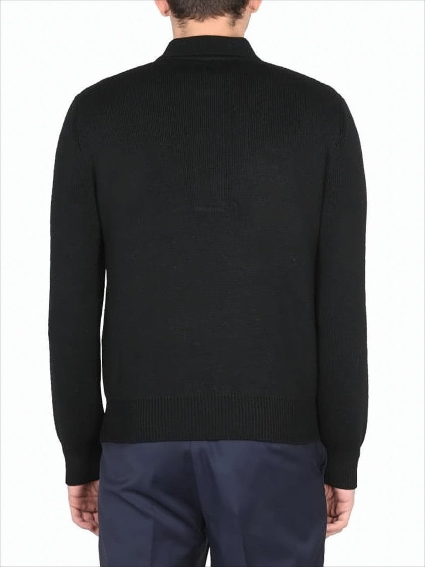Tom Ford Black Wool And Silk Blend Polo Sweater