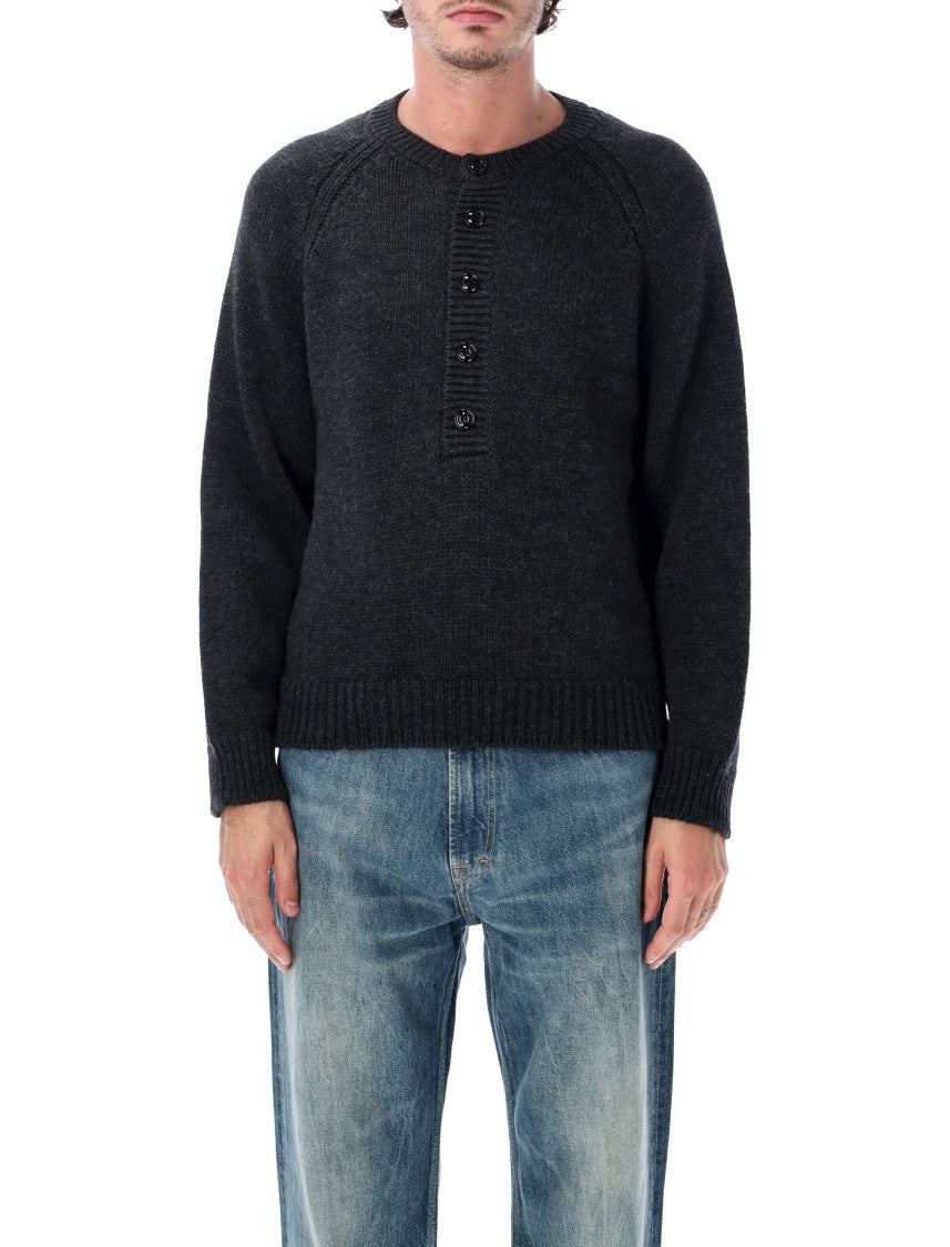 Our Legacy Shore Henley Rws Merino Wool Raglan Sleeve Sweater