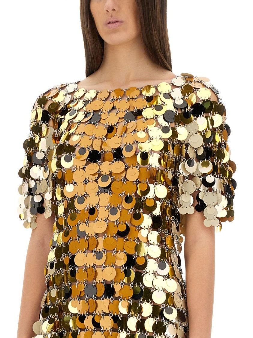Rabanne "Sparkle Discs" Mini Dress
