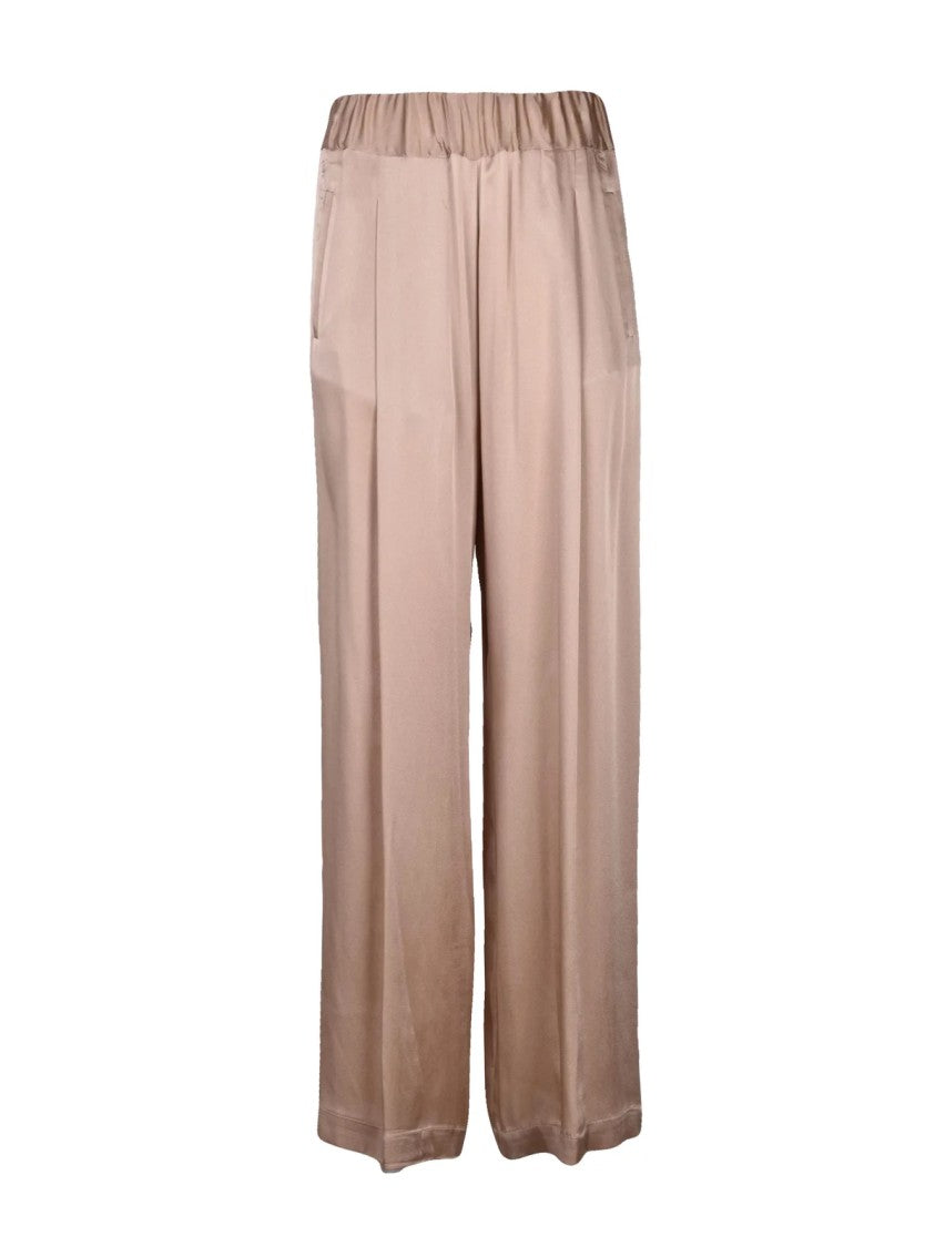 Semi Couture Palazzo Pants Acetate Silk - Beige