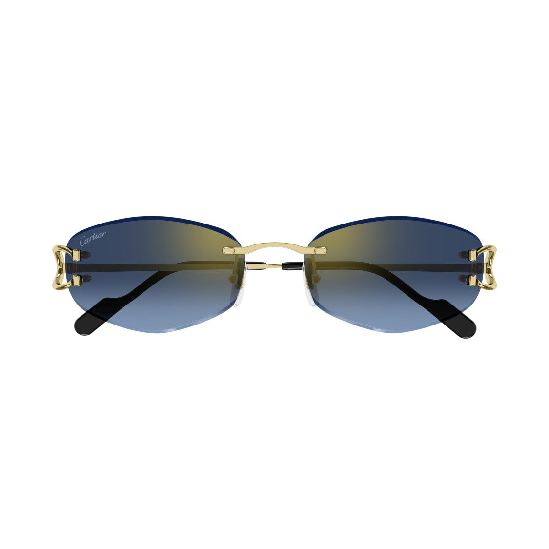 Cartier Rimless Oval Sunglasses With Gradient Blue Lenses
