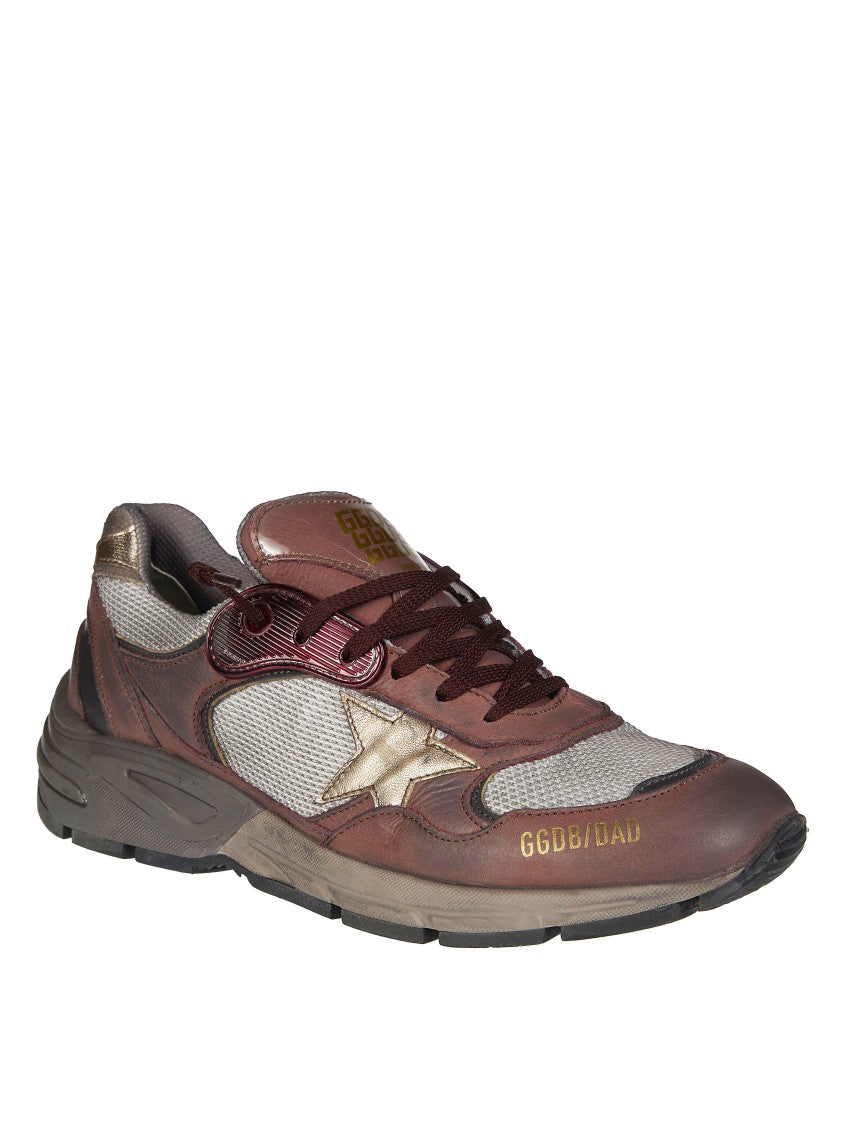 Golden Goose Brown Nubuck Gold Leather Dad Sneakers