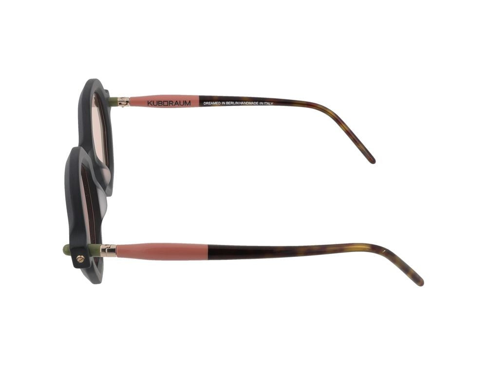 Kuboraum Pink-Tinted Lens Octagonal Frame Sunglasses
